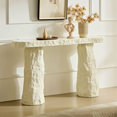 54" Modern Imitation Stone Console Table
