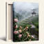 «Pink Camellias and Stone Stairs to Misty Pagoda», art mural-132730133