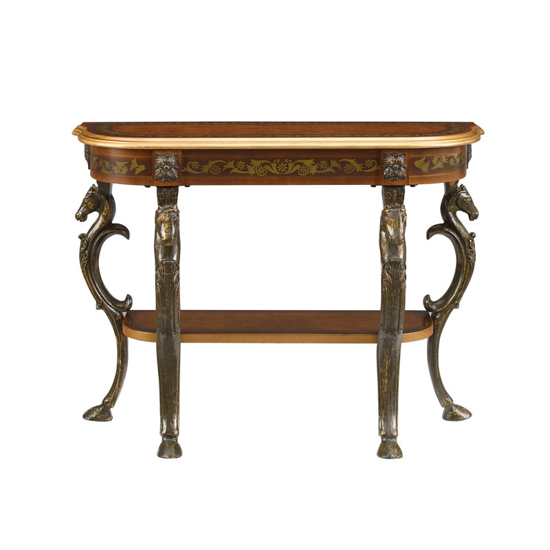 Berkhamstead 42” Console Table with Ornate Horse Motif Legs Design, Brown
