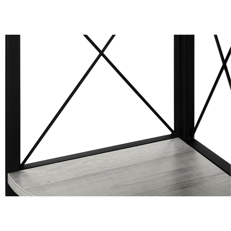 Bibliothèque contemporaine à 4 niveaux - Stratifié gris et métal noir, polyvalente avec tablettes en métal