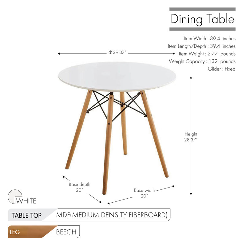 Ensemble repas pour 4 personnes Lapham, Gris, H 28,37 po x l 39,4 po x P 39,4 po, 4