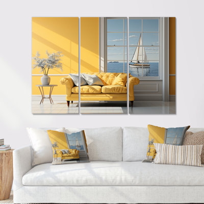 «Coastal Windows Horizon» - ensemble d'art mural sur toile
