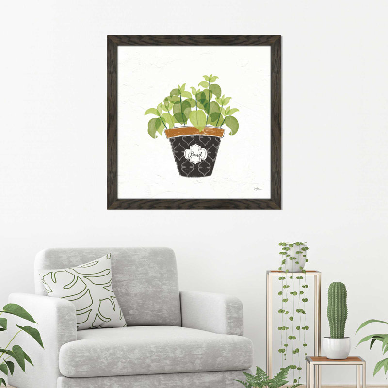«Fine Herbs VIII», reproduction de peinture à l'aquarelle, H 21,5 po x l 21,5 po x P 0,75 po, Cadre chocolat patiné