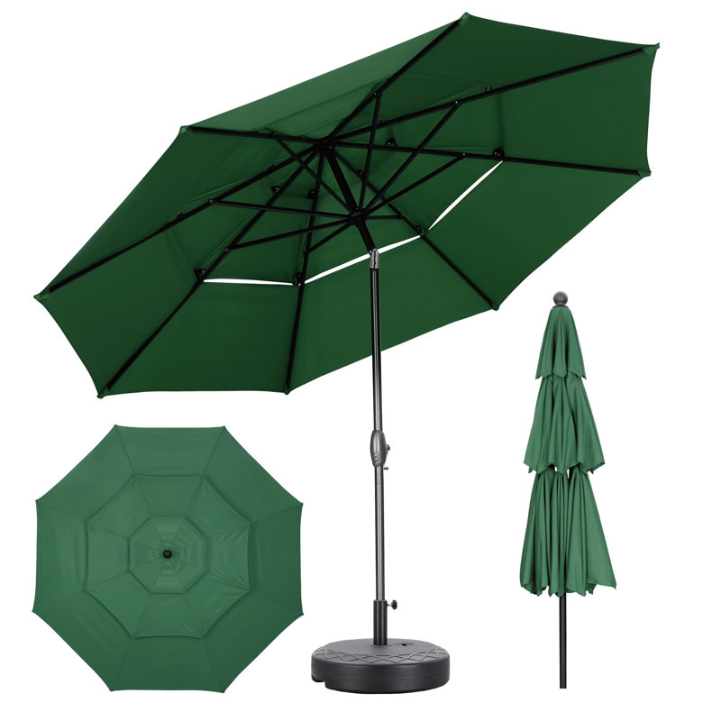 Parasol de patio 10 pi avec base, Vert