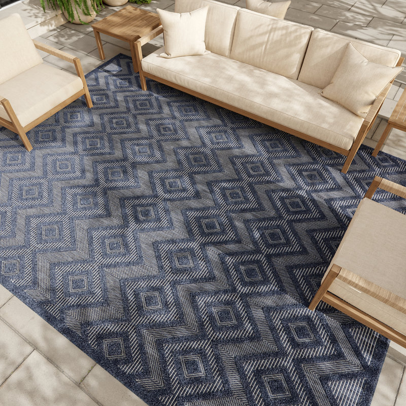 Tapis intérieur / extérieur bleu marine Foundry Select, Rectangulaire 8 pi x 10 pi
