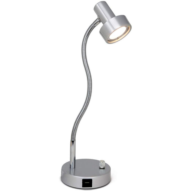 Lampe de bureau noire 19 po avec USB Jemario, Noir