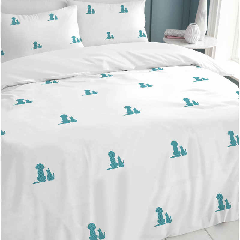 Embroidered Polycotton Premium Duvet Cover Set with Pillowcases Easy Care Breathable Modern Bedding for Home Décor