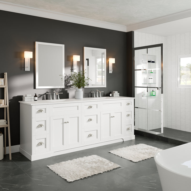 Ensemble de meuble-lavabo simple 24 po Alberthe, Nickel brossé, Blanc