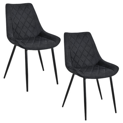 Garrettsville 46cm H Tufted Velvet Upholstered Upholstered Back Side Chair in Black