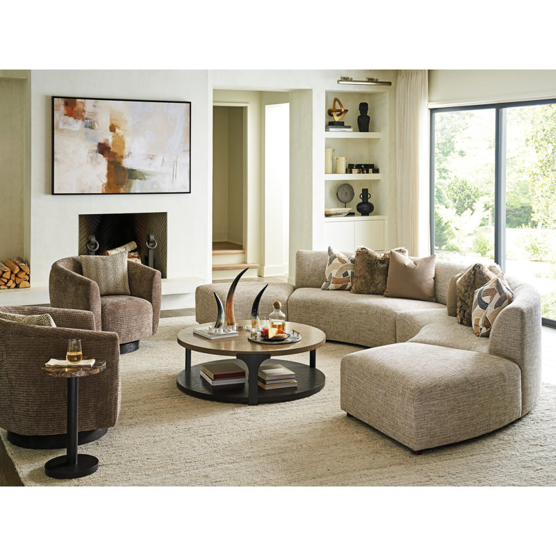 Zanzibar Upholstered Swivel Barrel Chair in Brown