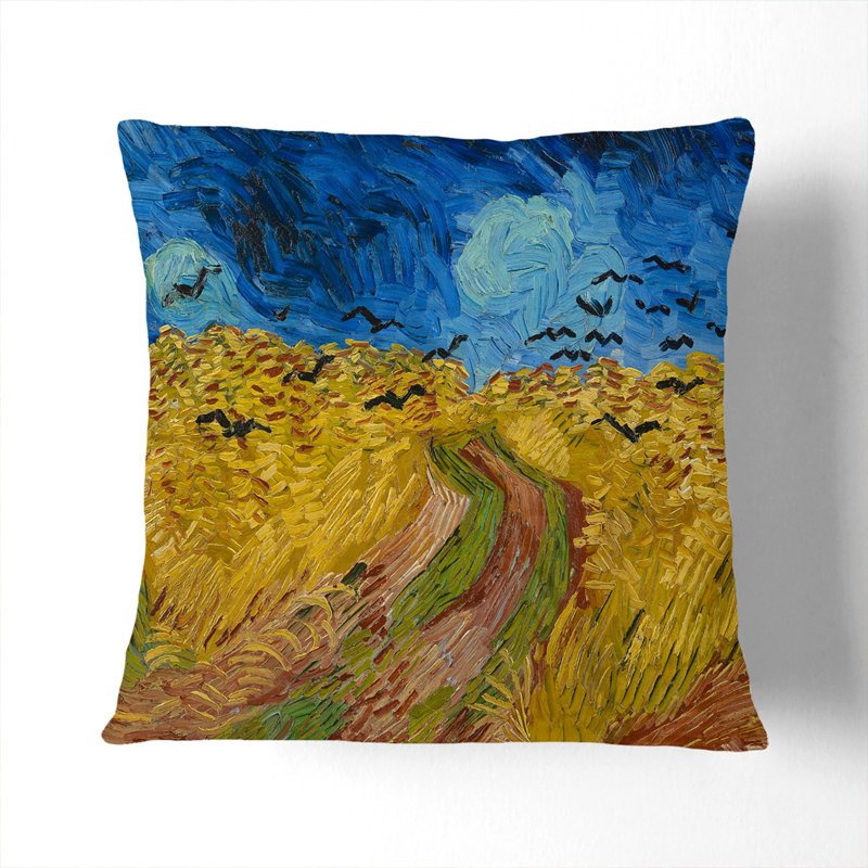 Wheatfield with Crows Scatter Cushion, 55cm H x 55cm W x 20cm D, Black
