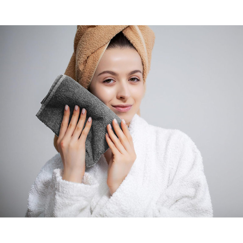 Ensemble de serviettes de bain multi-tailles de qualité supérieure Shaik - Alha, Gris anthracite, Ensemble de 3 pièces