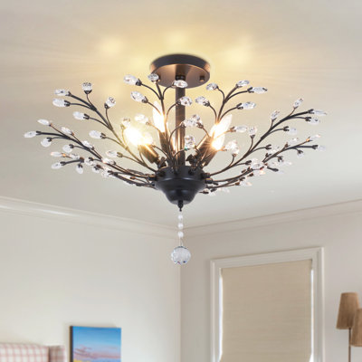 Dron 5 - Light 30" Vintage Sputnik Crystal Flush Mount Dimmable Light Fixture