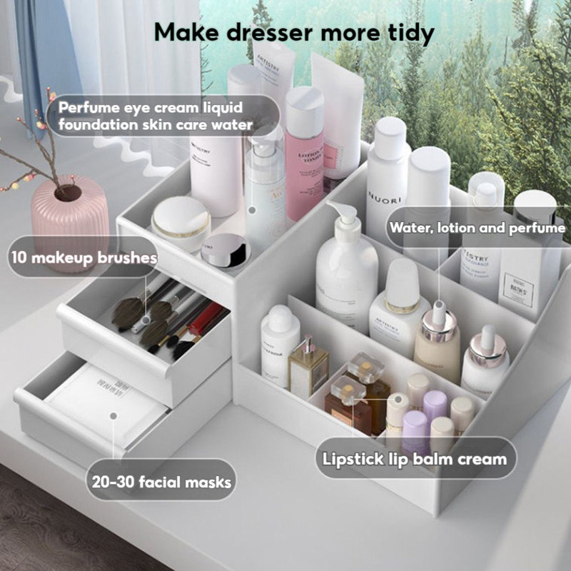 26.5Cm Makeup Storage Organizer Cosmetics Display Case, White