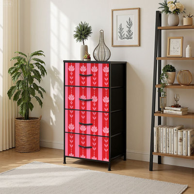 Commode 4 tiroirs avec tiroirs en tissu