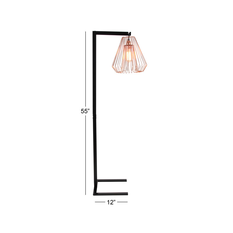 Metal Wire 55" Novelty Floor Lamp, Rose/Black