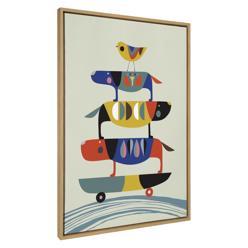 «Skate Dog» par Rachel Lee, 3 oiseaux, reproduction d'art sur toile encadrée, Naturel, H 41,5 po x l 31,5 po