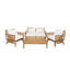 Ensemble de salon de jardin Brynne pour 4 personnes, de style moderne du milieu du siècle, en bois d'acacia, comprenant une causeuse, des fauteuils club et une table basse à lattes, idéal pour l'extérieur.
