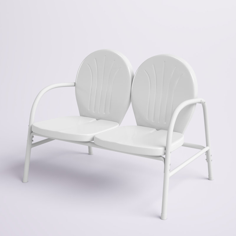 Alannah 41.8'' Wide Metal Loveseat, White