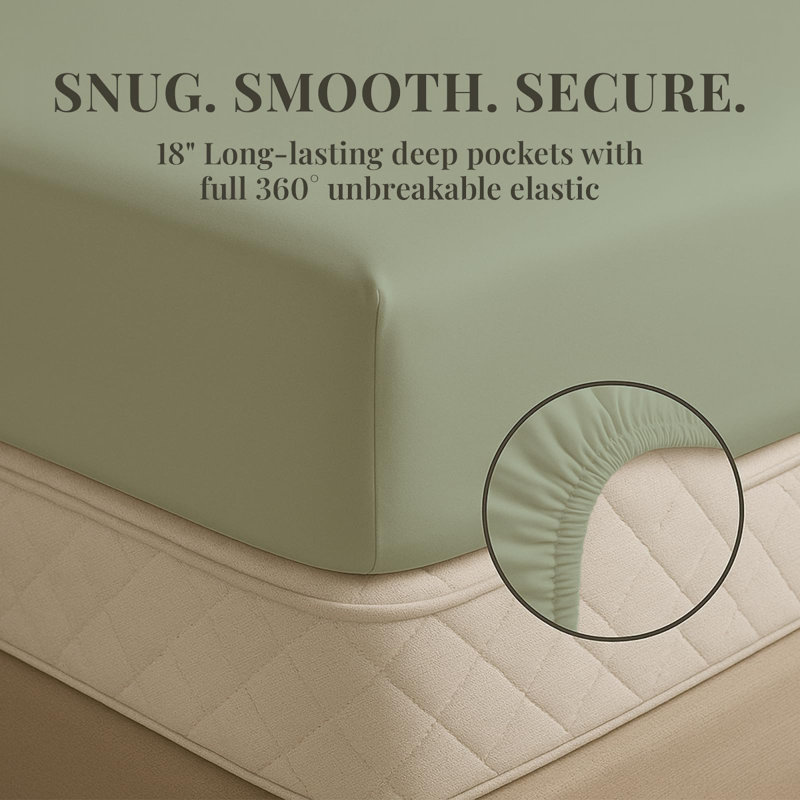 Premium Rayon From Bamboo Blend Sheet Set With Deep Pockets, Cooling and Breathable, Light Taupe