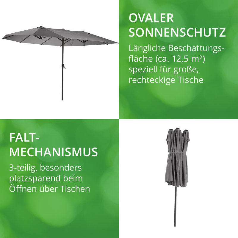 Kerney 460cm X 270cm Rectangular Parasol, Anthracite