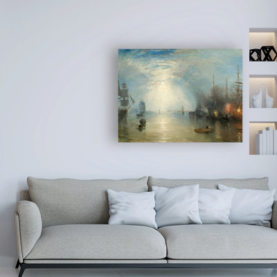 " Wrapped Canvas Wall Art - Turner 'Heaving Coals By Moonlight' Wall Art For Living Room, Bedroom, Or Office Décor - 24x32 " by Turner Painting Print