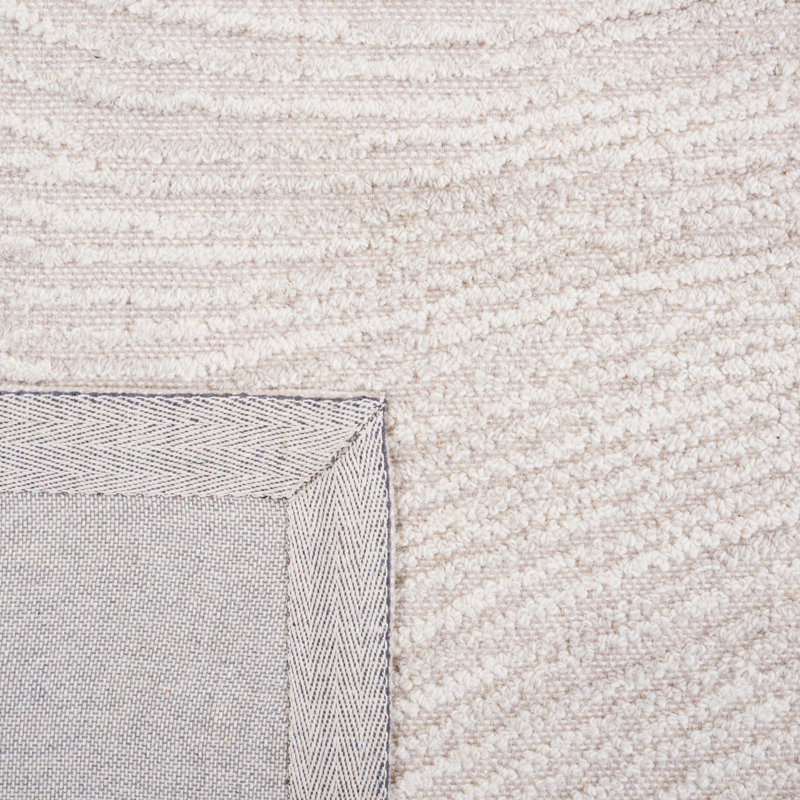 Aniessa Striped Hand Tufted Wool/Cotton Area Rug in White, Rectangle 8' x 10'