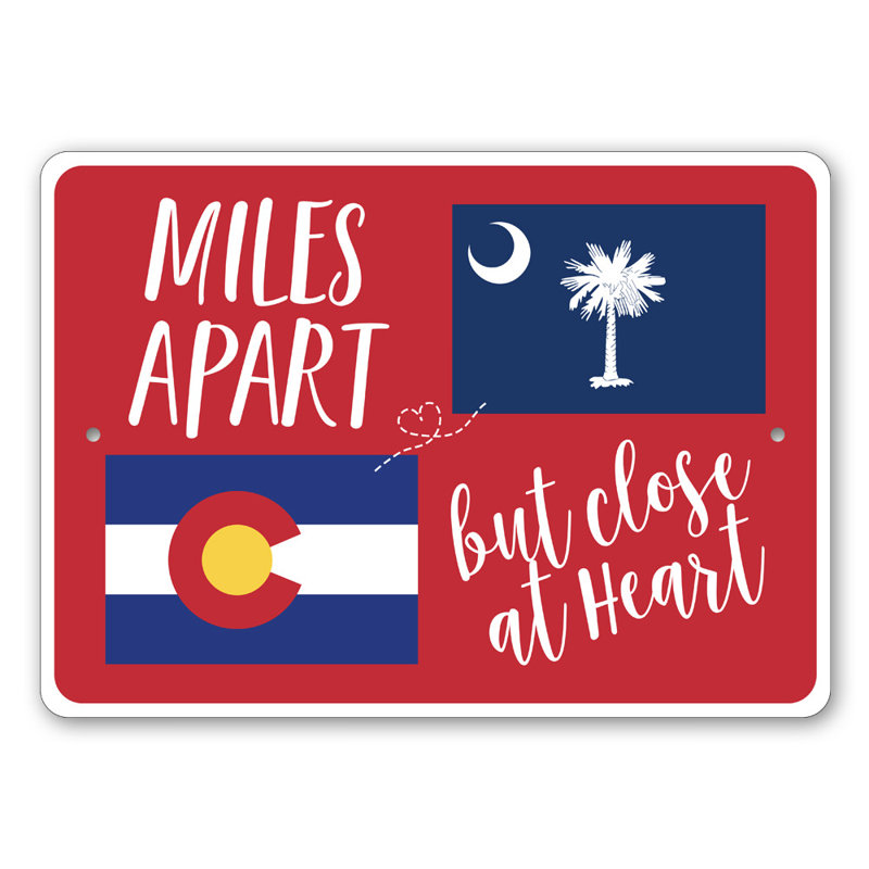 Signe en aluminium «Milespart but fermer au cœur», H 12 po x l 18 po x P 0,06 po