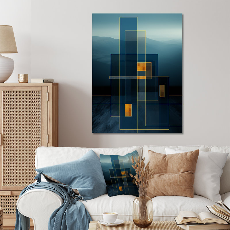 «Blue Tower Collages», art mural abstrait en métal, H 40 po x l 30 po x P 1,5 po