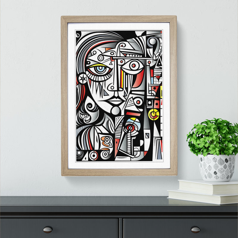 Pablo Picasso Line No.4 - Framed Print, 64cm H x 46cm W x 2cm D, Oak Framed