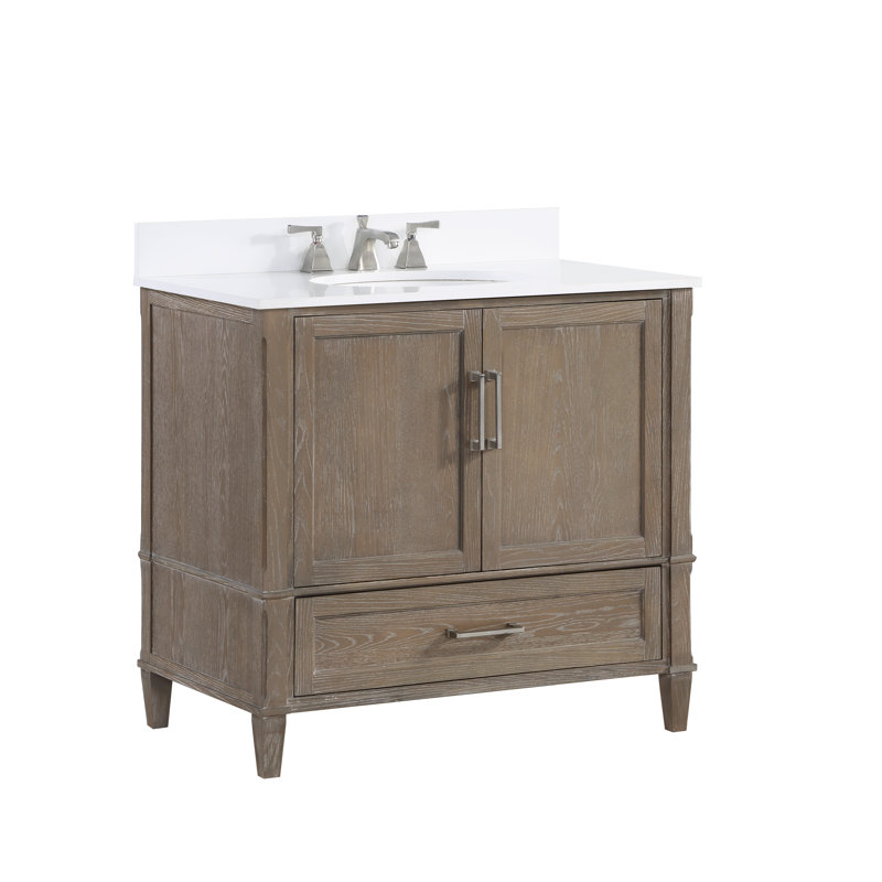 Montauk 36'' W Single Vanity, Morning Fog Gray, White Granite