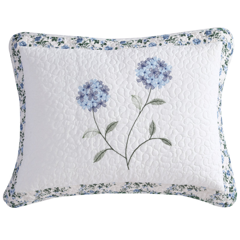  Carnation Embroidered Polyester Envelope Sham, Blue