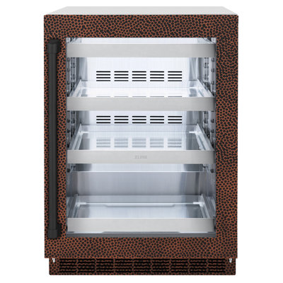 Zline 24 In. Touchstone 151 Can Beverage Fridge With Hand Hammered Copper Glass Door | Fridge.com