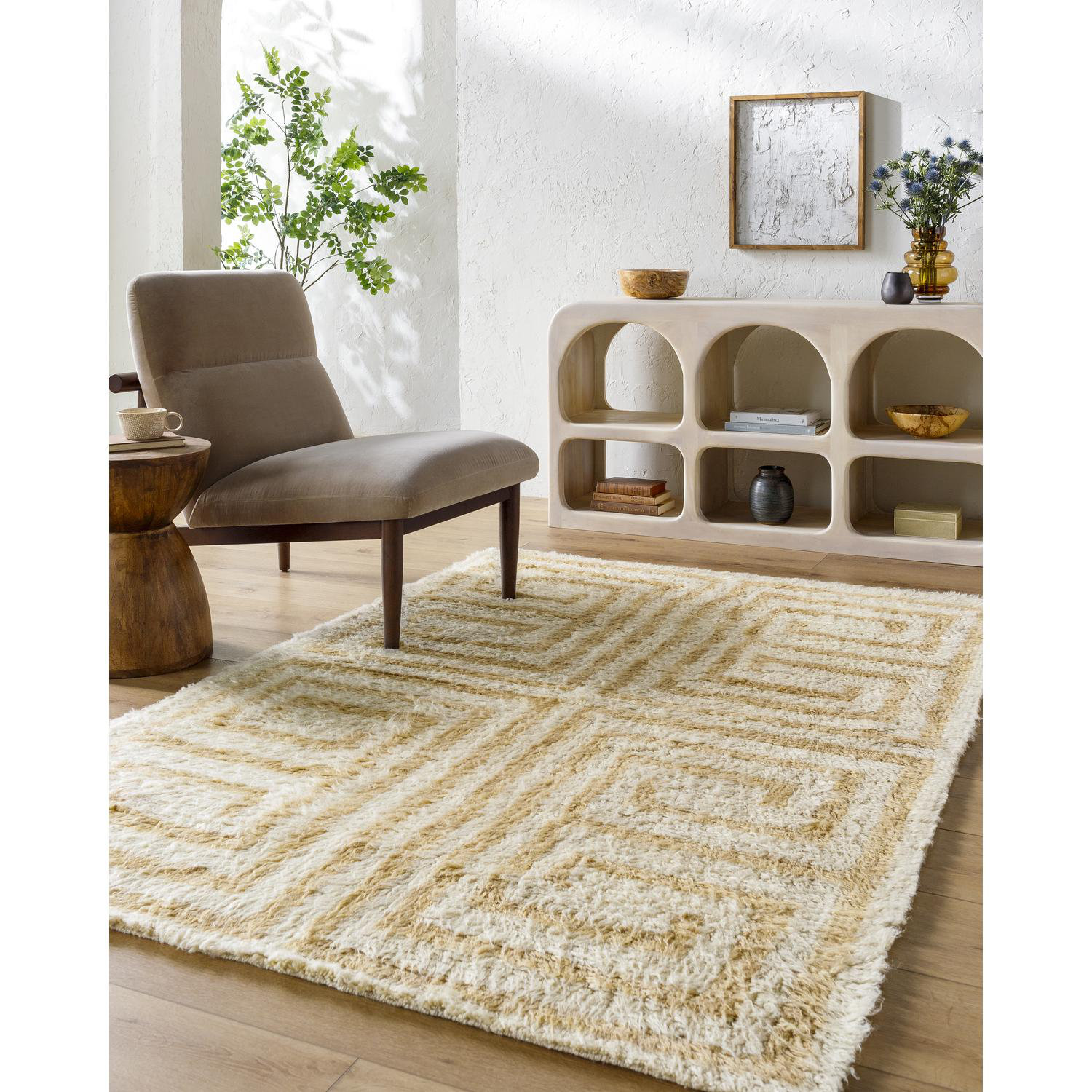 Anemone Hand-Tufted Geometric Shag Rug, Rectangle 5' x 7'6"
