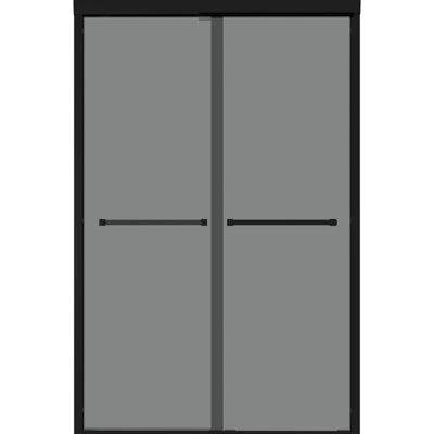 76" Double Sliding Shower Door, 8Mm Tempered Grey Glass, Matte Black Frame, Reversible Door Opening, Water-Repellent Screen, Streak- Wipe 48" Glass With Reinforced Corners And Features, Water-, No