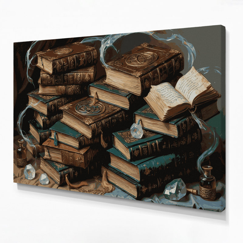 Halloween, livres de sortilège antiques, art mural sur toile brune, H 8 po x l 10 po