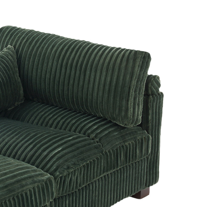 Chaise longue rembourrée en fausse fourrure de lapin verte avec accoudoirs et coussin, Orienté à gauche (vu de face), Vert