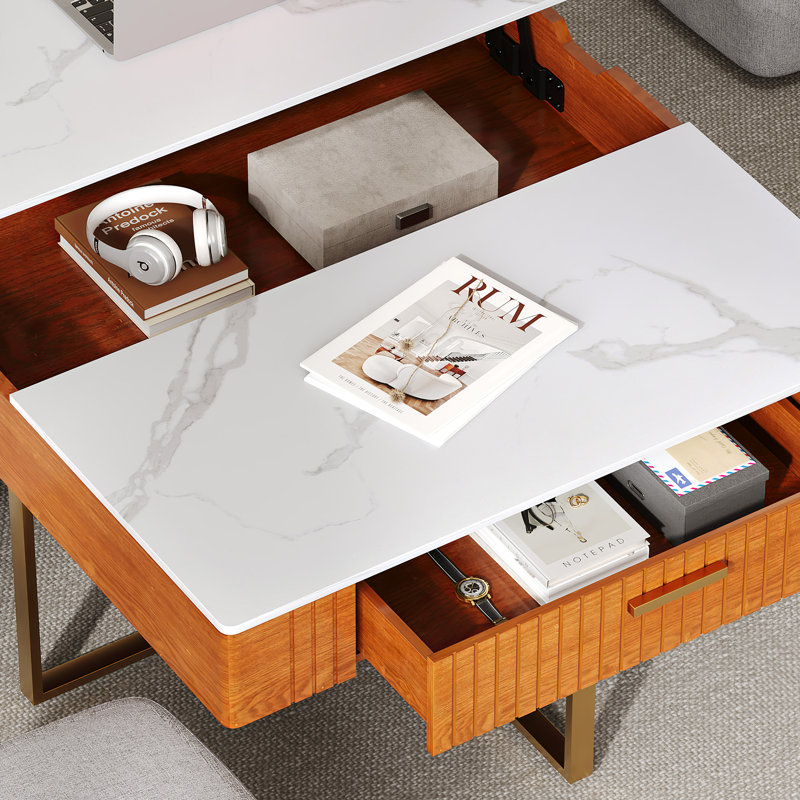 Kreitman Lift Top Extendable Nesting Coffee Table Set With Storage & 4 Stools