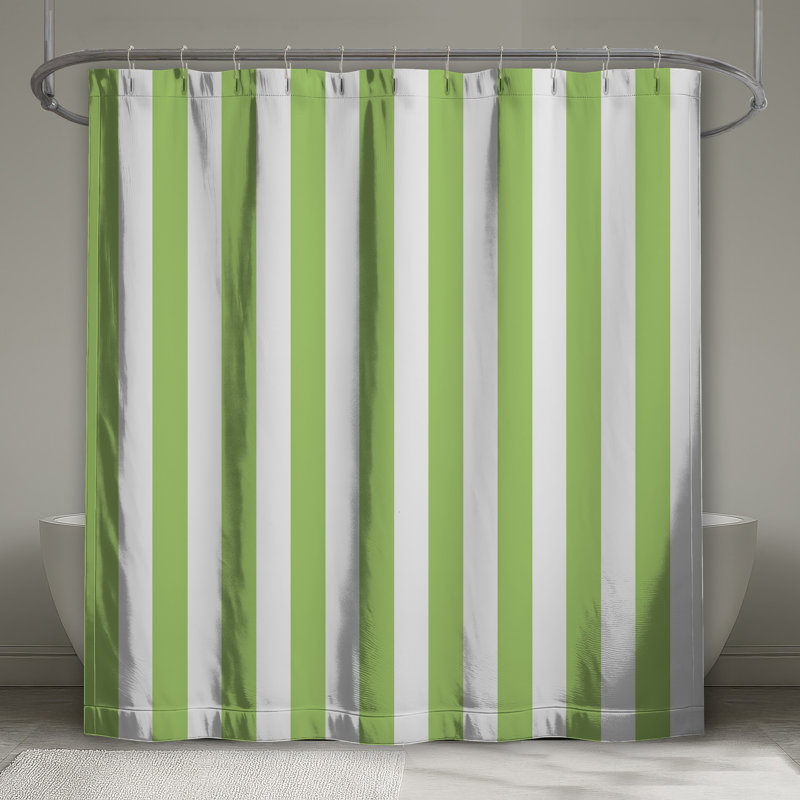 Green White Stripes Shower Curtains Extra Long, L 70 po x H 93 po