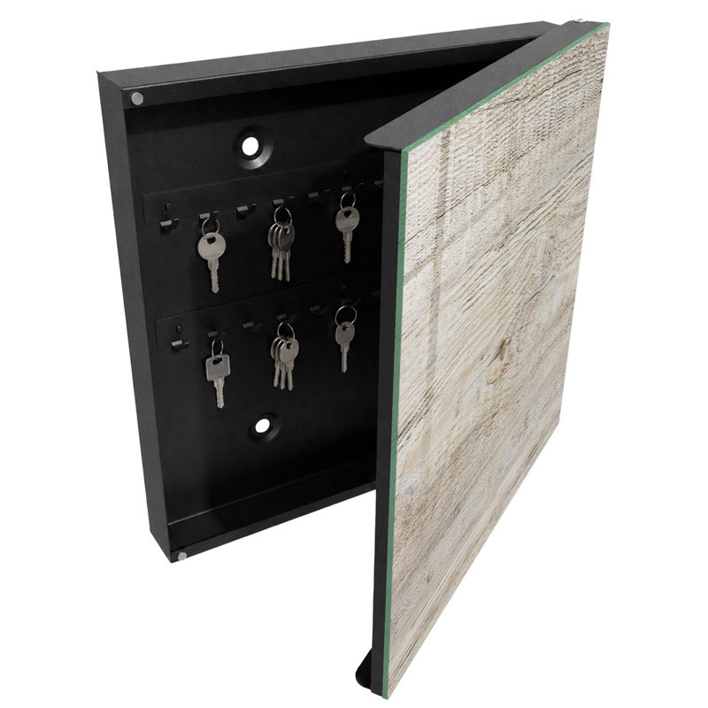 Key storage box, Opens to the left, 30x30x5, Black, Wood structure with subtle grain, 