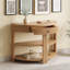 Console cannelée demi-lune avec tiroir et tablettes-1788216507