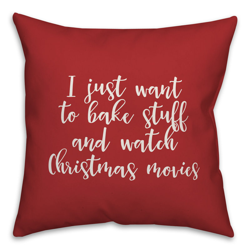  Faites cuire des aliments et regardez des films de Noël, Rouge, Coussin décoratif