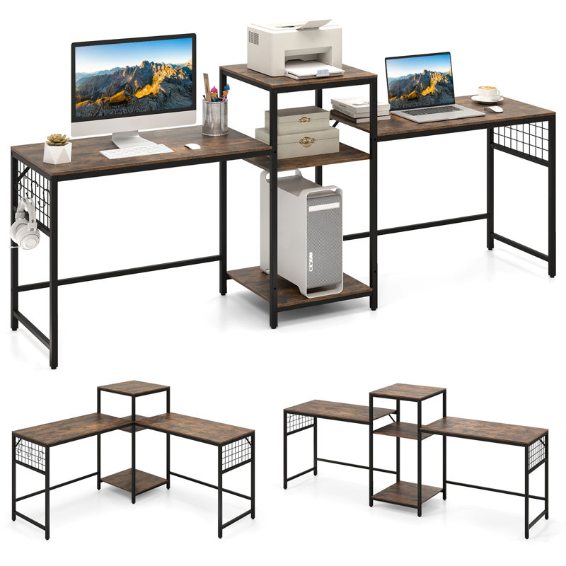Modular L-Shaped Iron Computer Desk