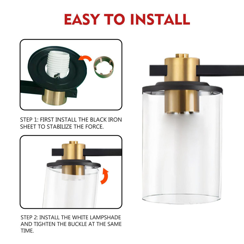 Kasper 3 - Light Dimmable Black and Gold Vanity Light Mirror Headlights