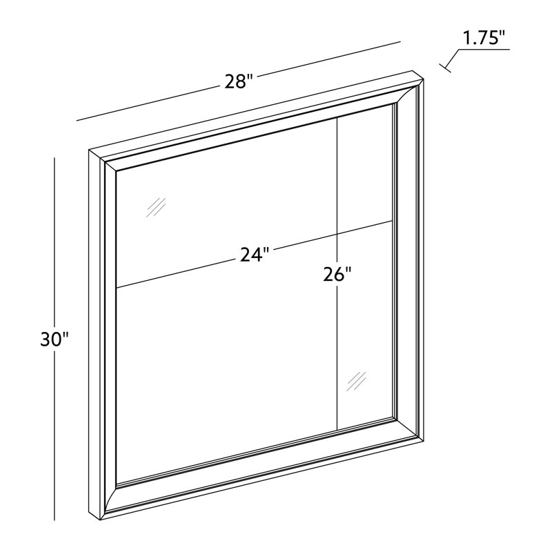 Anaheim Wood Framed Wall Mounted Bathroom / Vanity Mirror, White Paint, 30" x 28"