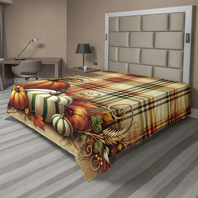 Drap plat moderne de style bohème Ambesonne, Carreauté vert / orange / brun pâle, Full Flat Sheet