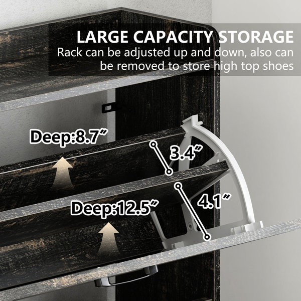 Ophelia & Co. Shoe Rack Cabinet For Entrance - Grey, Compact Narrow ...