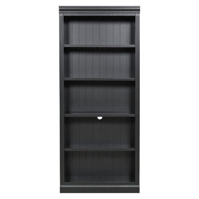 Bibliothèque Moderne 5, tablettes réglables, DEL, bois massif et noir pour bibliothèque de cinéma maison, cadre, tableau, chambre d'amis