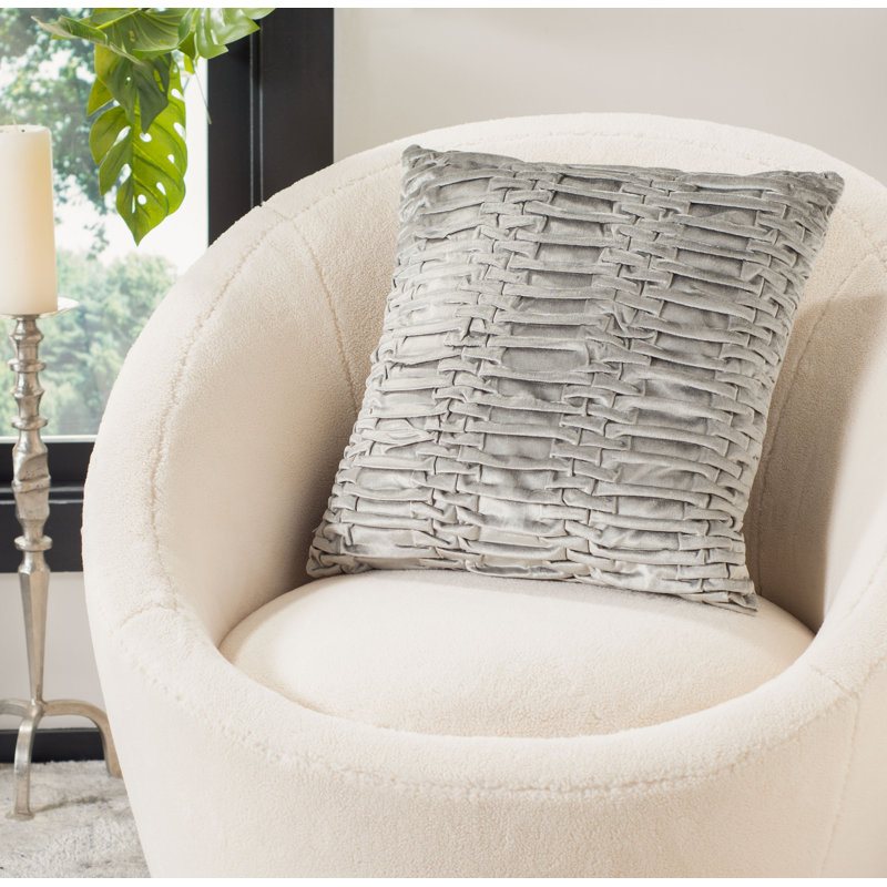 Marita 19" Light Grey Cotton Viscose Square Pillow