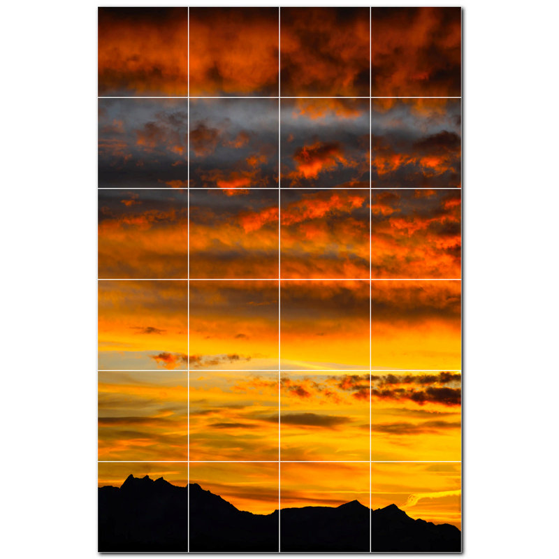 Sunset Photo 6'' x 6'' Satin Ceramic Decorative Mural